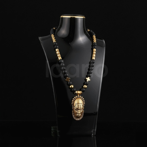 Royal Elegant Pendant Necklace – Gold & Black Beads