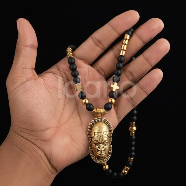Royal Elegant Pendant Necklace – Gold & Black Beads