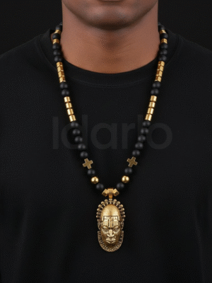 Royal Elegant Pendant Necklace – Gold & Black Beads