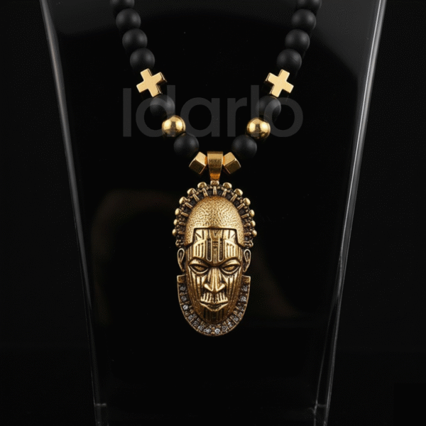 Royal Elegant Pendant Necklace – Gold & Black Beads