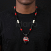 Royal Heritage Pendant Necklace – Ebony & Scarlet Beads