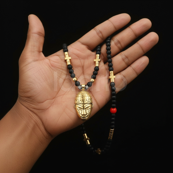 Majestic Pendant Necklace – Black & Gold Beads