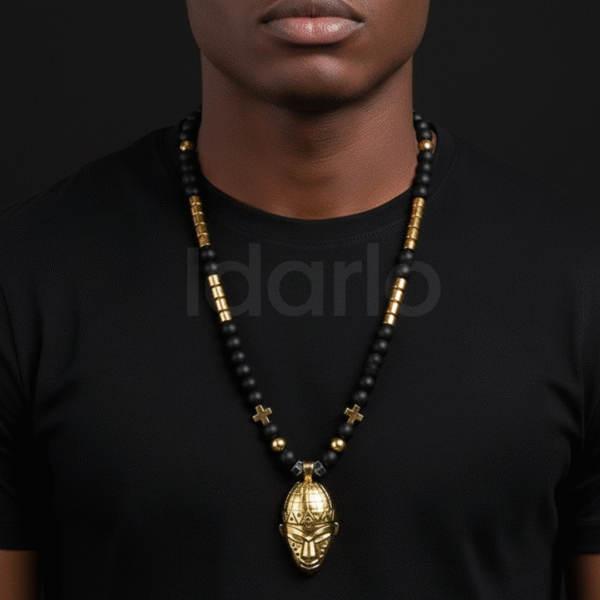 Majestic Pendant Necklace – Black & Gold Beads