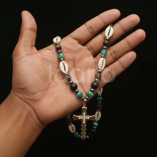 Regal Elegance Necklace – Cowrie Shells & Golden Cross