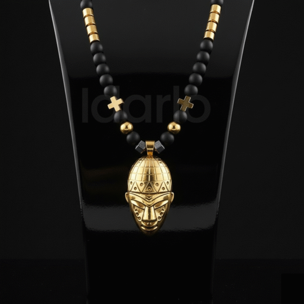 Majestic Pendant Necklace – Black & Gold Beads