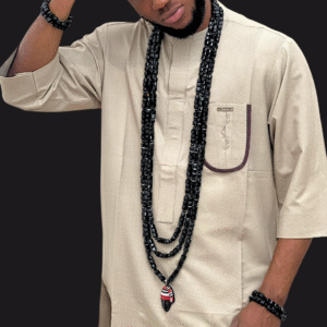 Black Onyx & Black Luxe Bead Set – Triple Layer Statement Necklace with Matching Bracelets