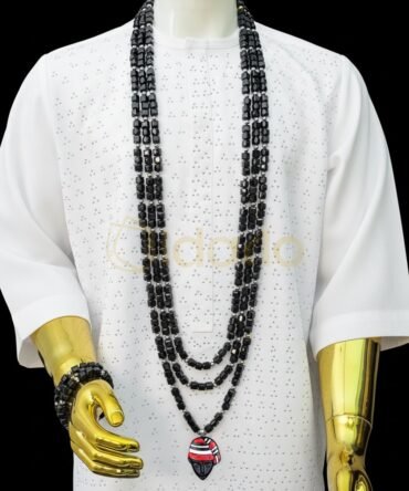 Triple Layer Black Onyx & Silver Luxe Bead Set With Matching Bracelets