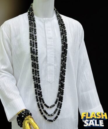 Triple Layer Black Onyx & Silver Luxe Bead Set with Matching Bracelets