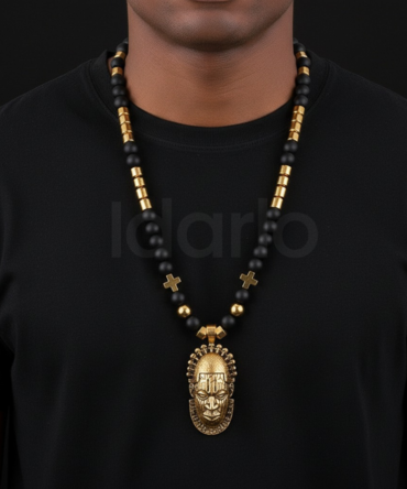 Gold & Black Beads Royal Elegant Pendant Necklace