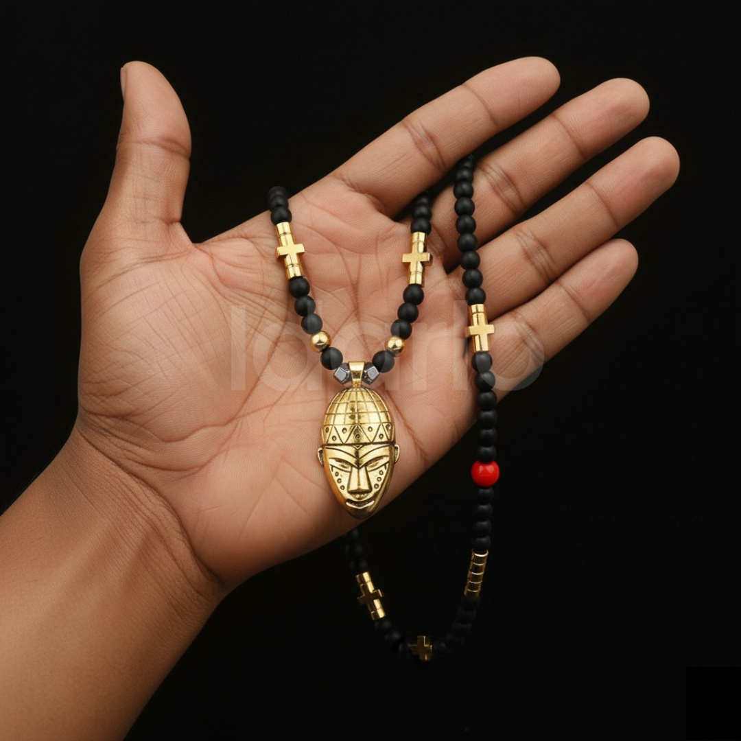 Majestic Black & Gold Beads Necklace - Image 3
