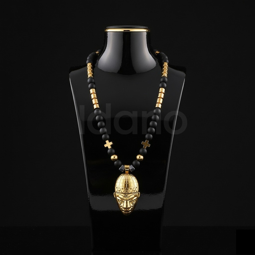Majestic Black & Gold Beads Necklace - Image 2