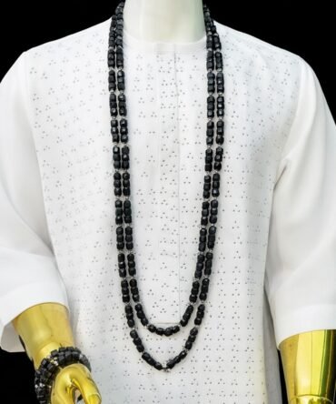 Double Layer Black Onyx & Silver Luxe Bead Set with Matching Bracelets