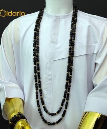 Double Layer Black Onyx & Gold Luxe Bead Set with Matching Bracelets