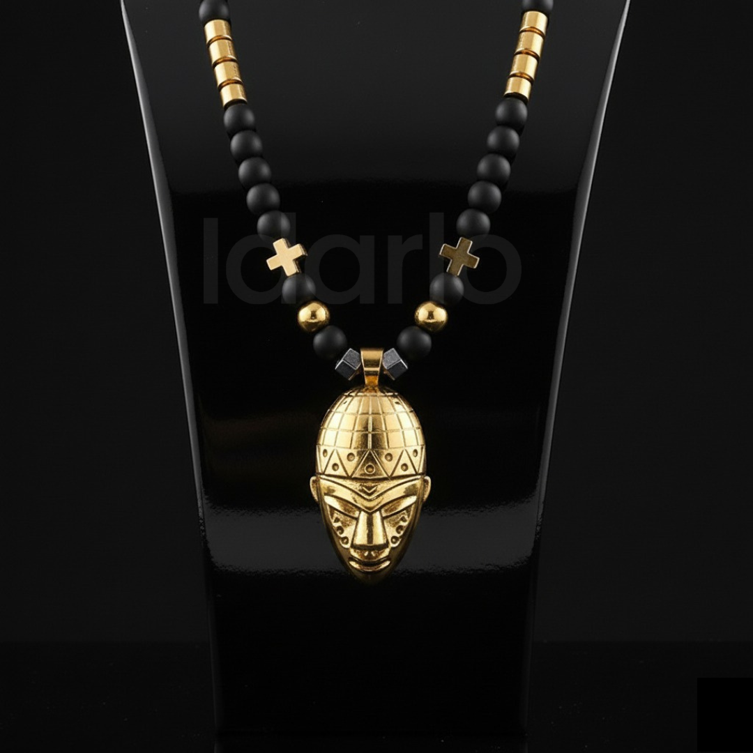 Majestic Black & Gold Beads Necklace - Image 4