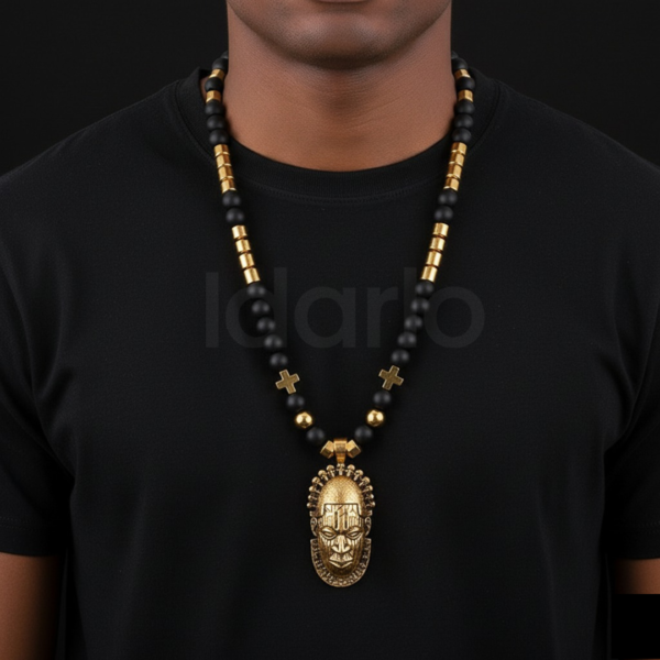 Gold & Black Beads Royal Elegant Pendant Necklace