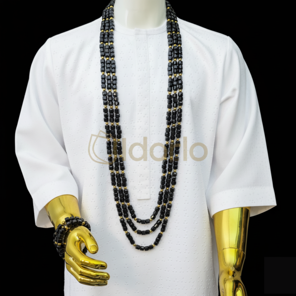 Triple Layer Black Onyx & Gold Luxe Bead Set with Matching Bracelets